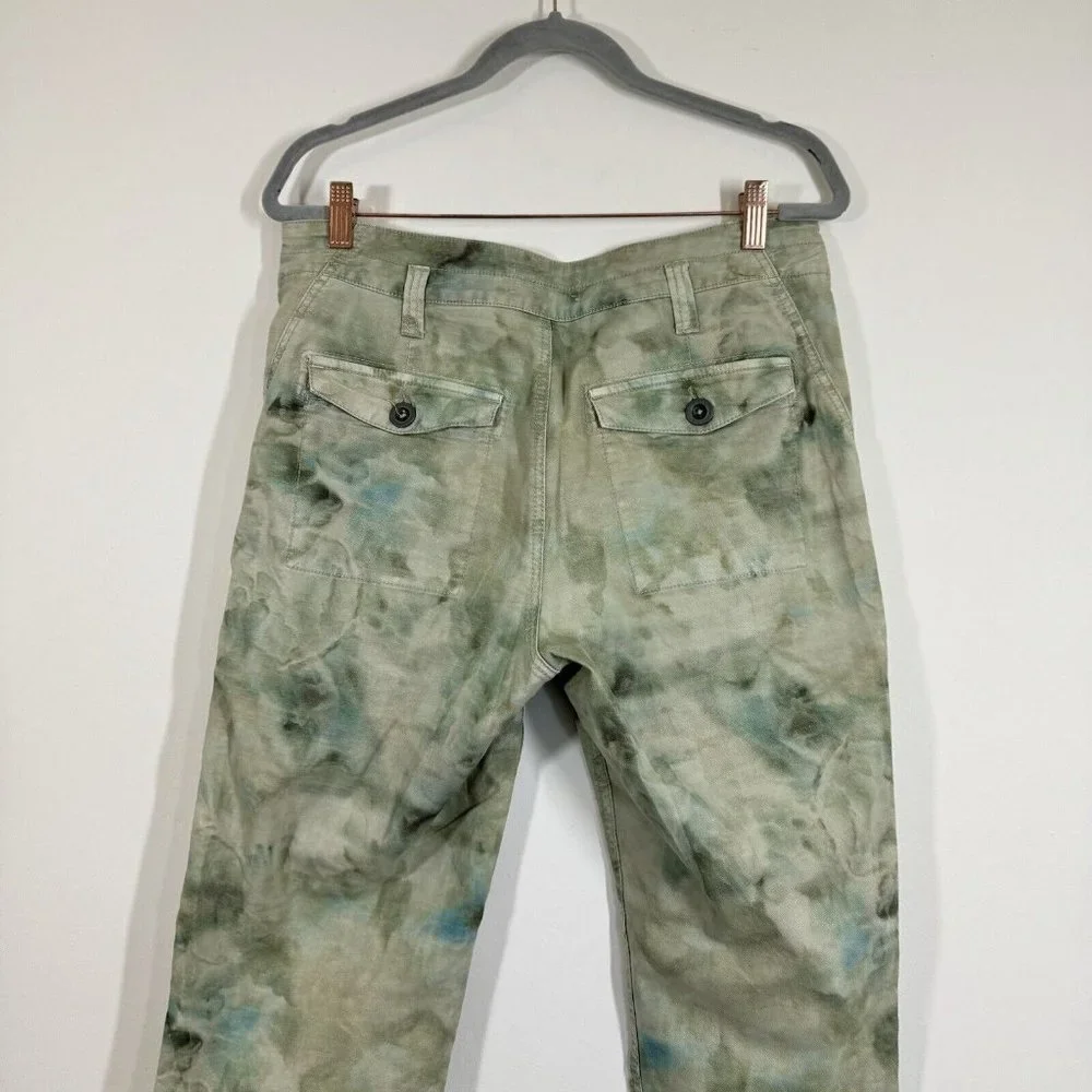 Anthropologie The Wanderer Pants Womens Size 29 Tie Dye Green High Rise Pants - Picture 5 of 9